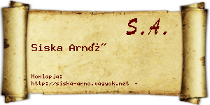 Siska Arnó névjegykártya